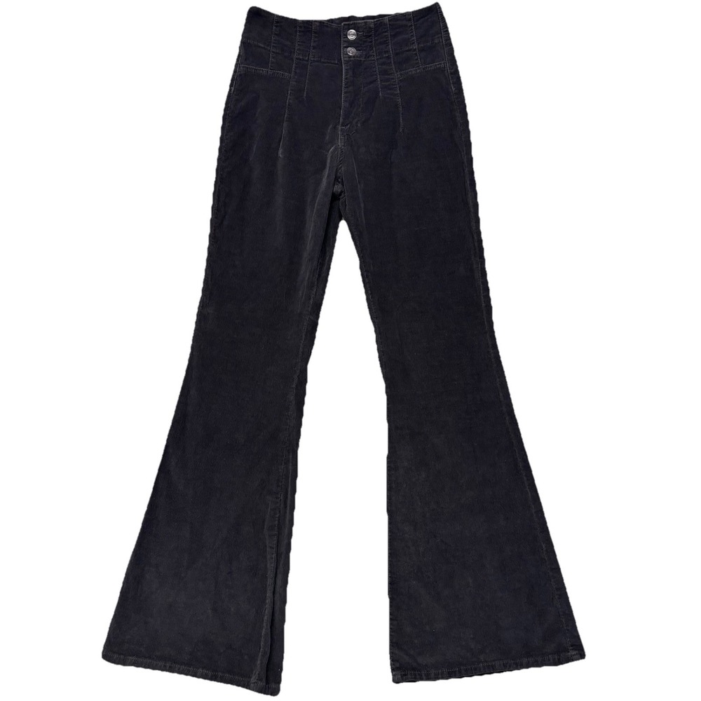 Free People We The Free Jayde Corduroy High Rise Flare Jeans Black Size 28 Retro